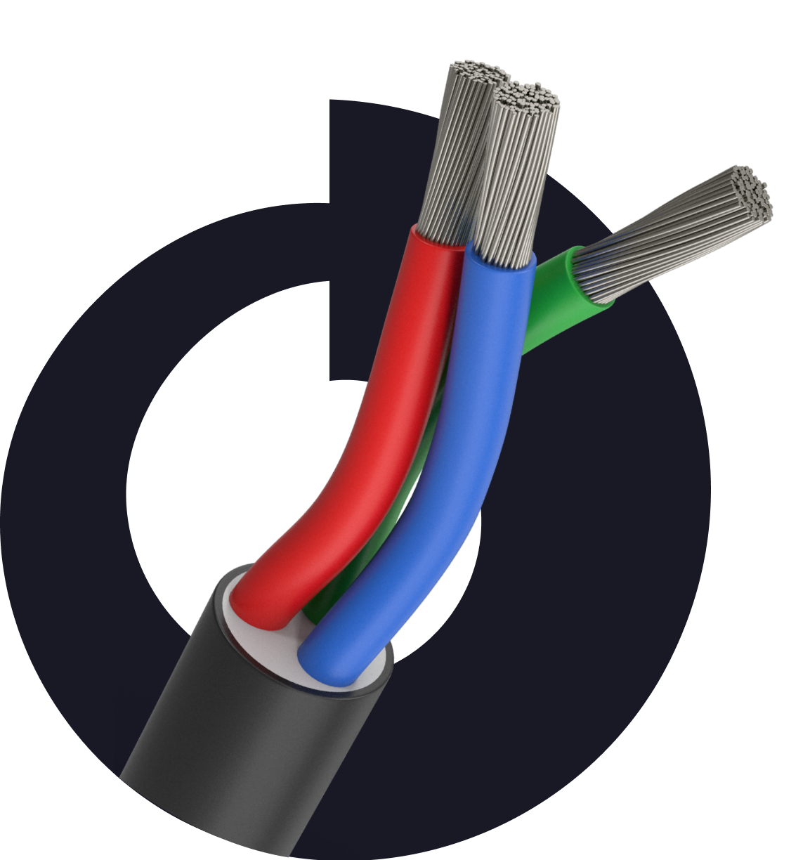 o-cable le o du logo de o-metaux avec des câbles